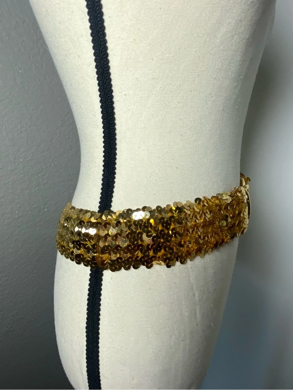 Y2K Gold Sequin Stretch Belt